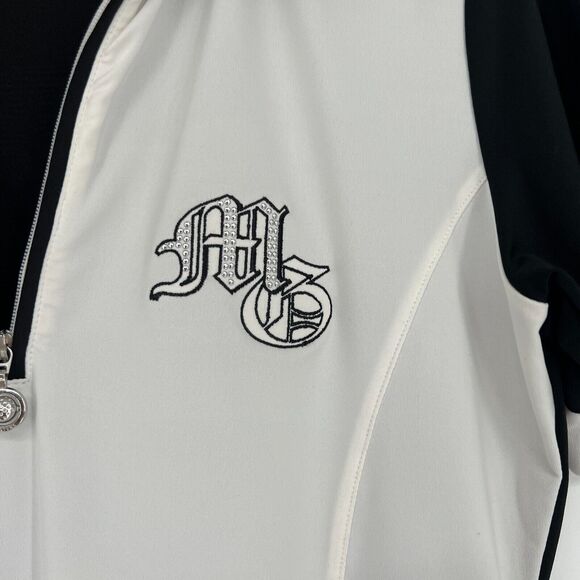 Masters Golf Polo Womens 6 Embellished Saying Athleisure Black White‎ - Picture 4 of 9